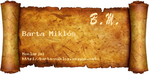 Barta Miklós névjegykártya
